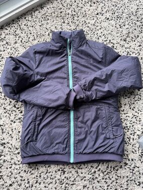 The North Face Purple/blue Puffer Jacket with Mint Zipper